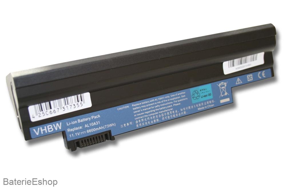 batéria VHBW Acer Aspire One D255 , 6600mAh čierna 11.1V 3463 - neoriginálna