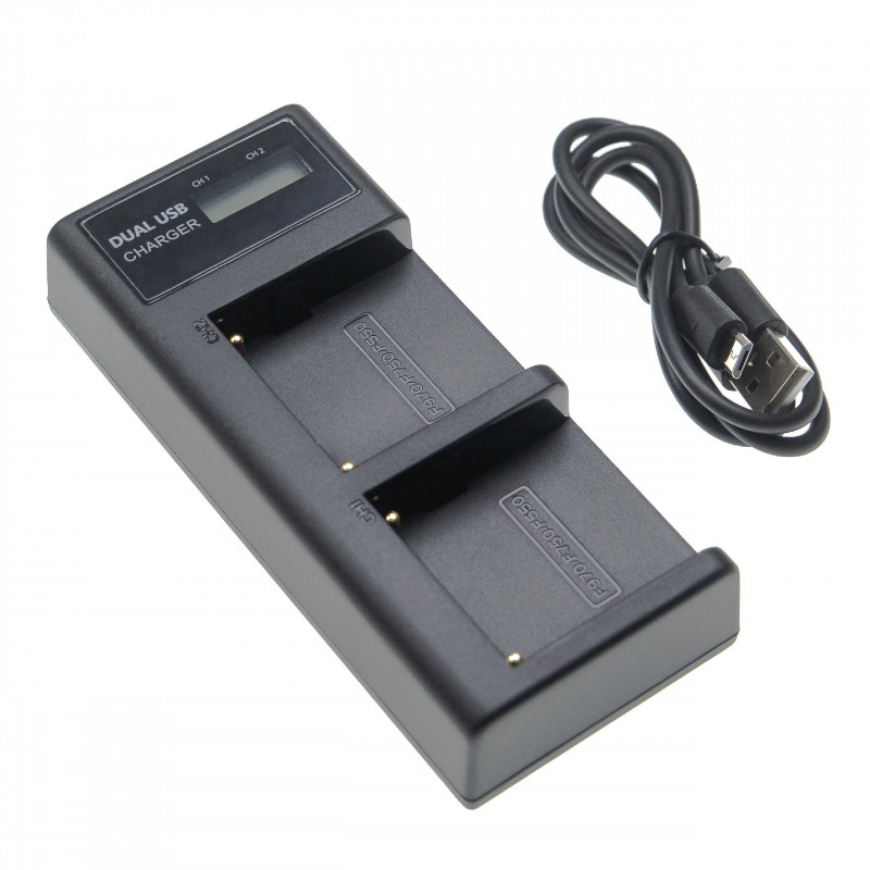 Duálna nabíjačka (Micro USB / Typ C) pre batériu Sony NP-F970 a iné, s displejom