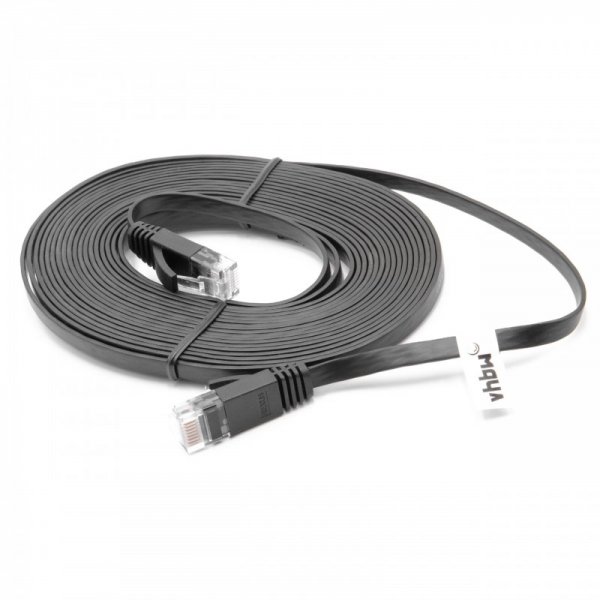 Ethernetový kábel Cat6, plochý, konektor RJ45, čierny, 5m