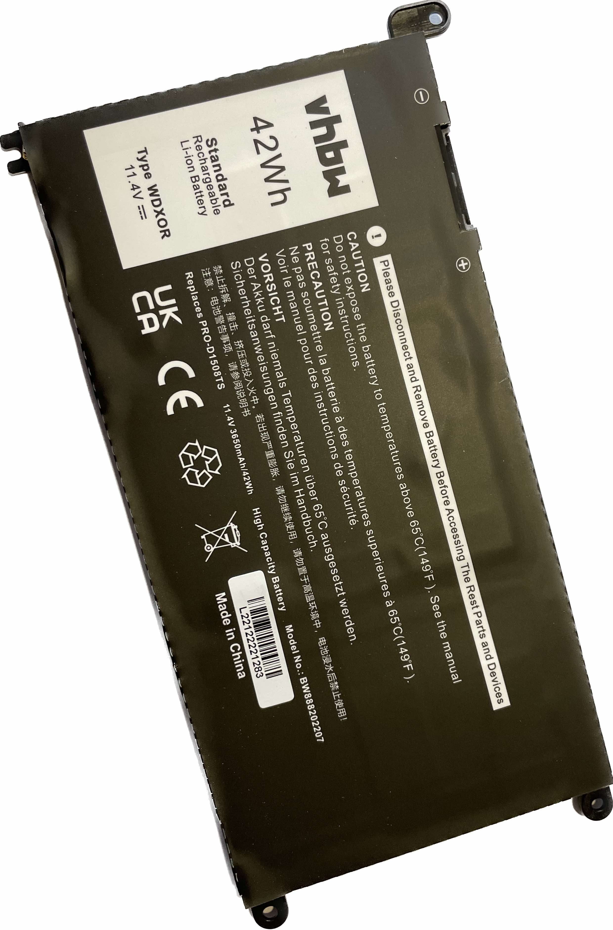 batéria pre Dell 0WDX0R, 17368-0027, 1VX1H, 3CRH3, 9W9MX - 3650mAh