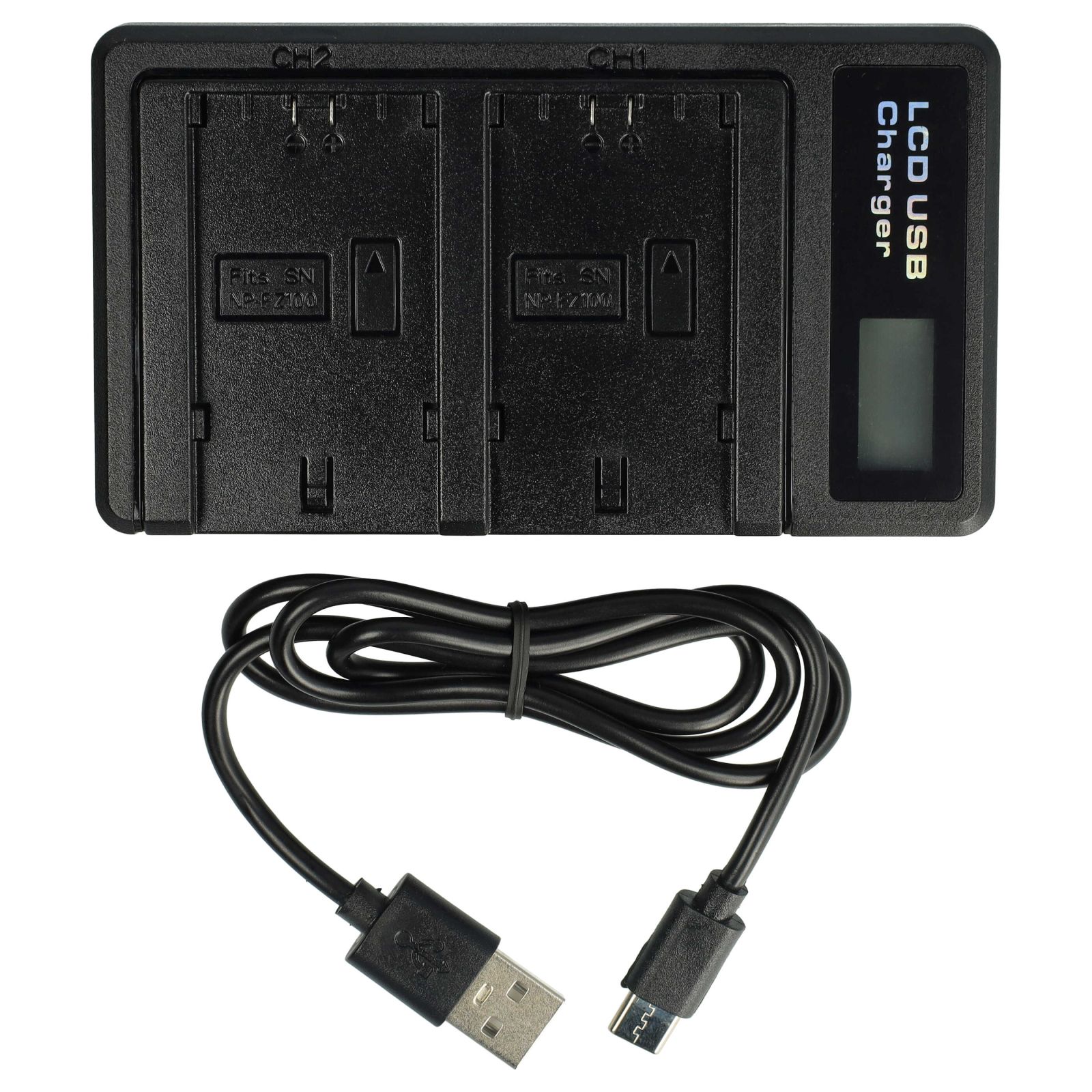 Duálna nabíjačka (Micro USB / Typ C) pre batériu Sony NP-FZ100 atď., s displejom